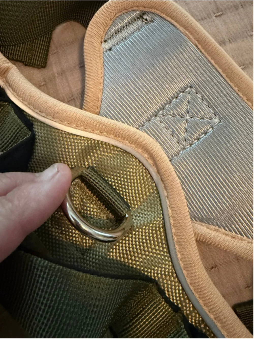 BMG Dog Harness in Olive Green and Beige, Medium Size